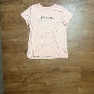 PINK Victoria's Secret Light Pink Script Logo Short Sleeve Tee